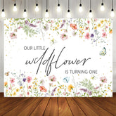 Wildblumen Schmetterling Hintergrund für den 1. Geburtstag eines Mädchens